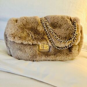 Expressions NYC Faux Fur Flap Bag